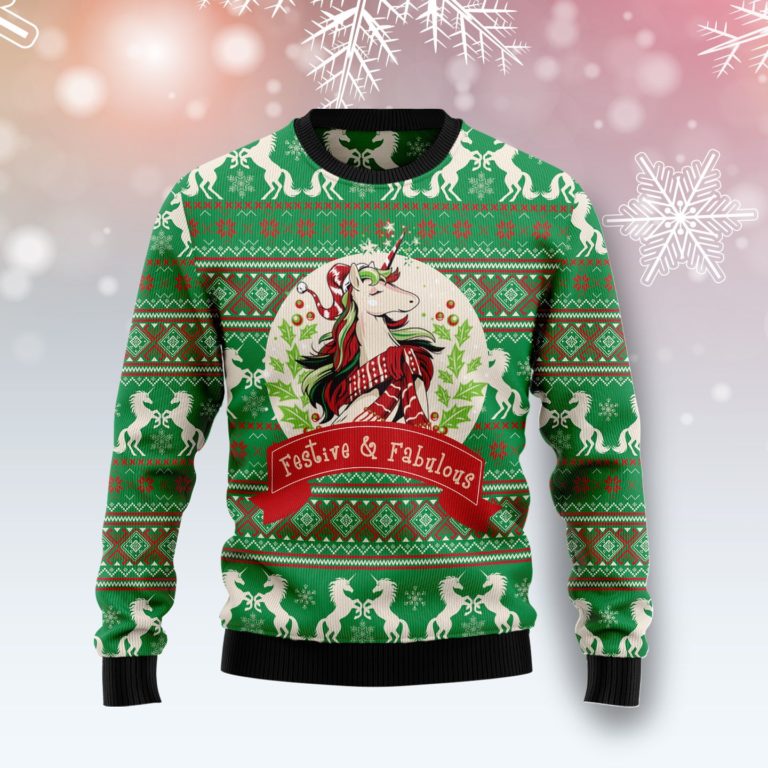 Unicorn Festive & Fabulous Christmas Wool Sweater