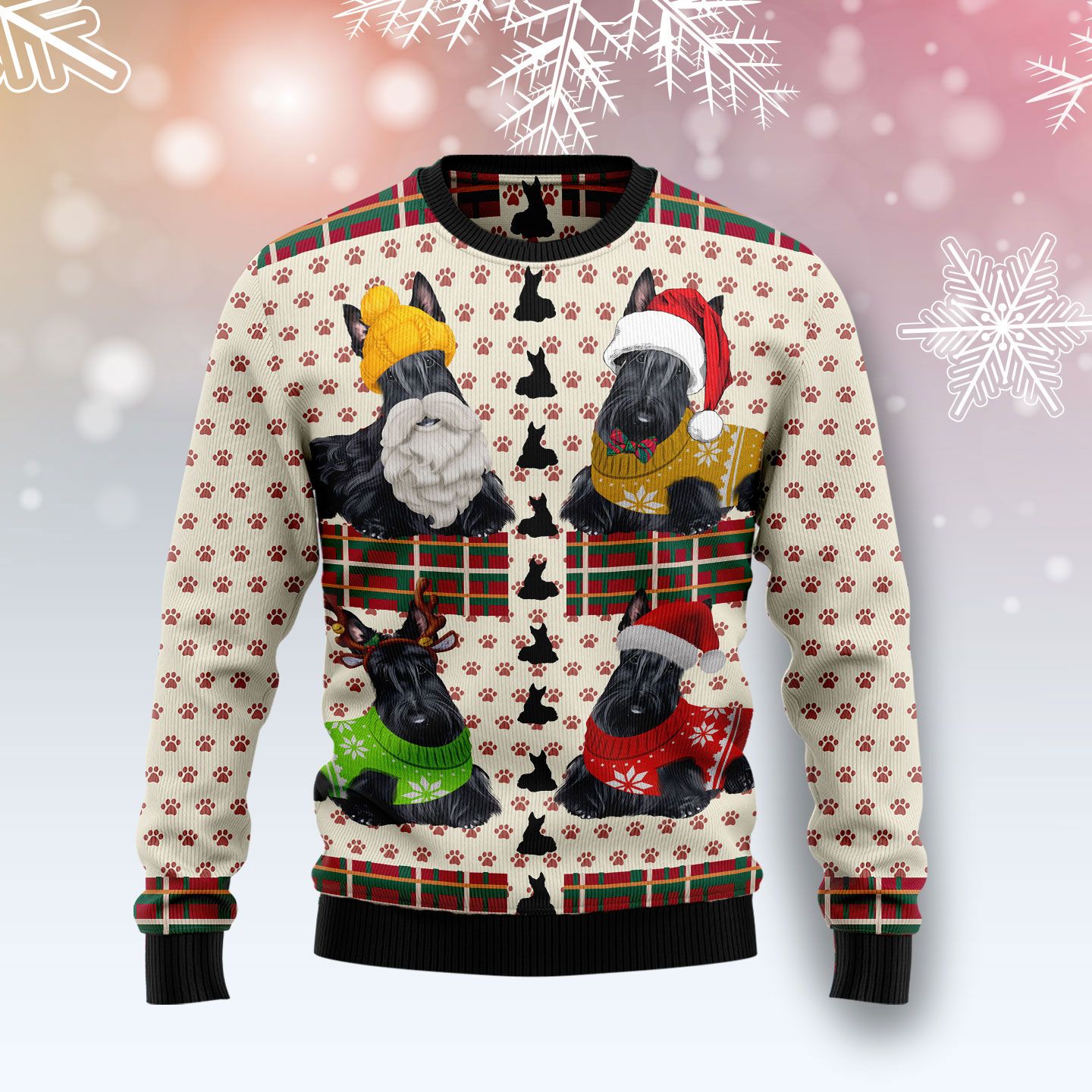 Scottish Terrier Christmas Christmas Wool Sweater - RobinPlaceFabrics