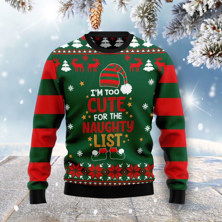 Too Cute For The Naughty List Christmas Wool Sweater