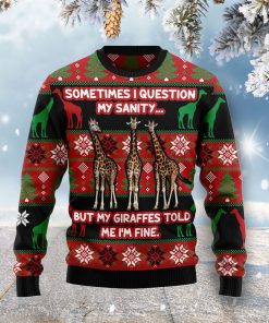 My Sanity Question Giraffe Christmas Wool Sweater My Sanity Question Giraffe Christmas Wool Sweater