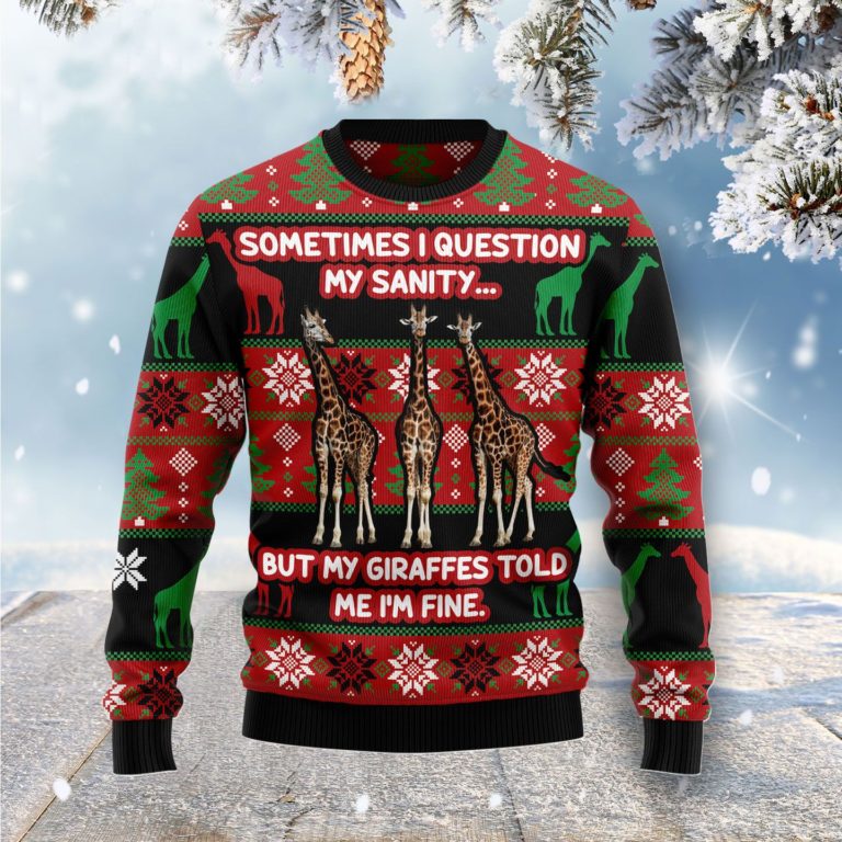 My Sanity Question Giraffe Christmas Wool Sweater