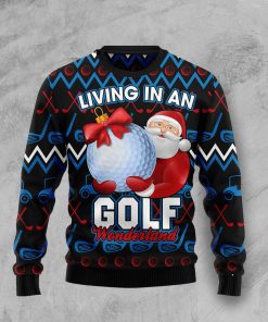 Santa Clause Golf Wonderland Christmas Wool Sweater
