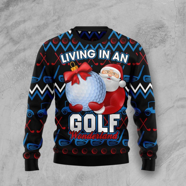 Santa Clause Golf Wonderland Christmas Wool Sweater