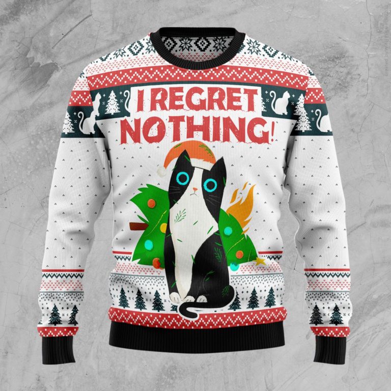 I Regret Nothing Cat Christmas Wool Sweater