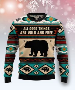 Bear Wild And Free Christmas Wool Sweater
