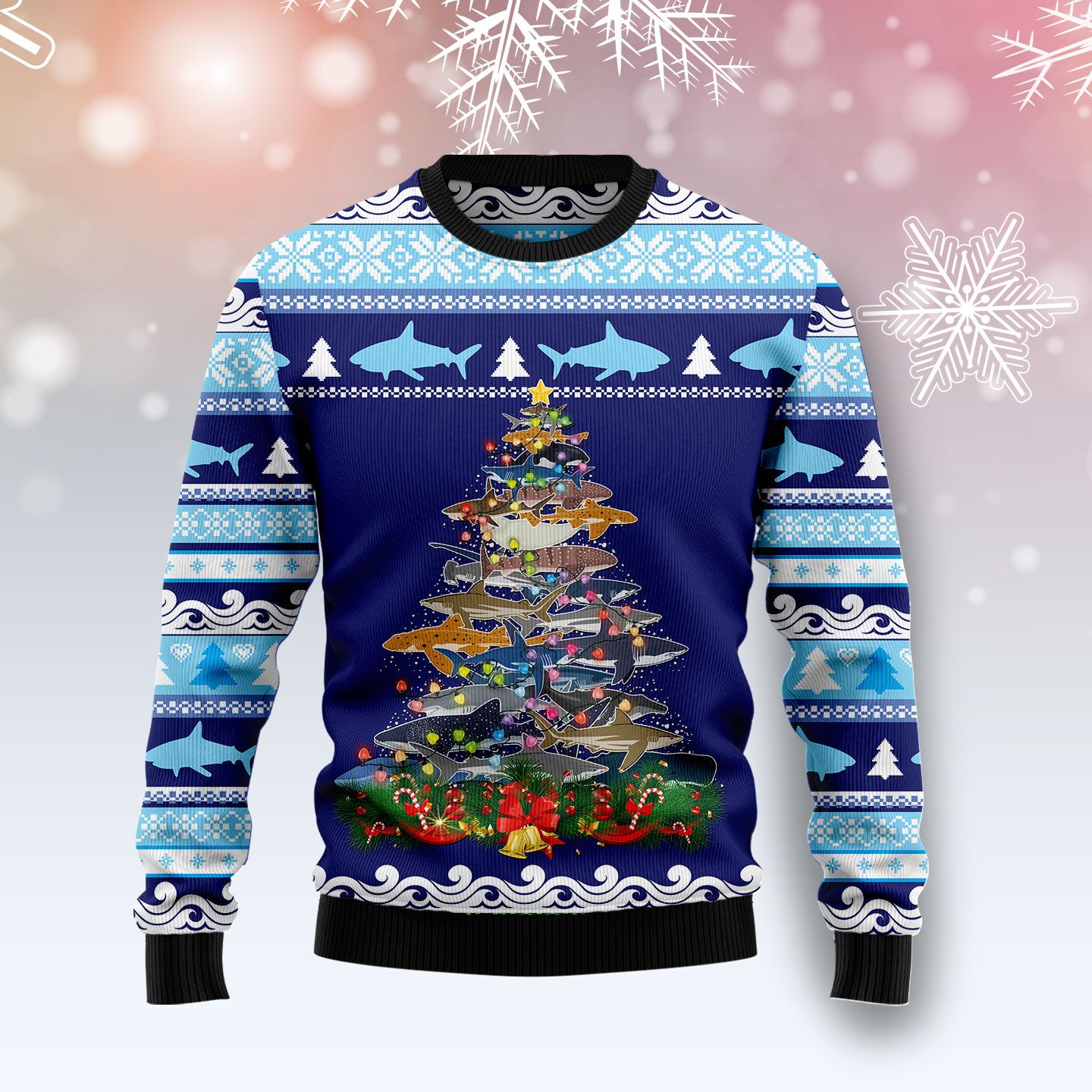 Shark Christmas Tree Christmas Wool Sweater - RobinPlaceFabrics
