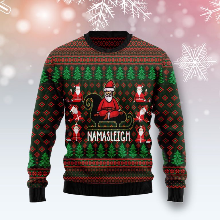 Santa Claus Love Yoga Christmas Wool Sweater