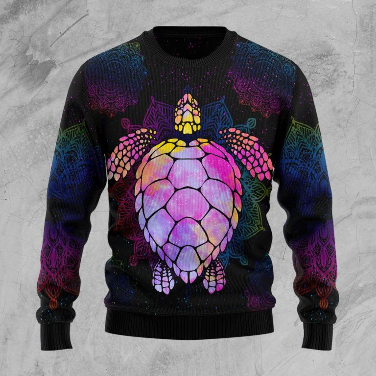 Turtle Purple Mandala Christmas Wool Sweater