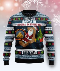 Santa Is Social Distancing Christmas Wool Sweater
