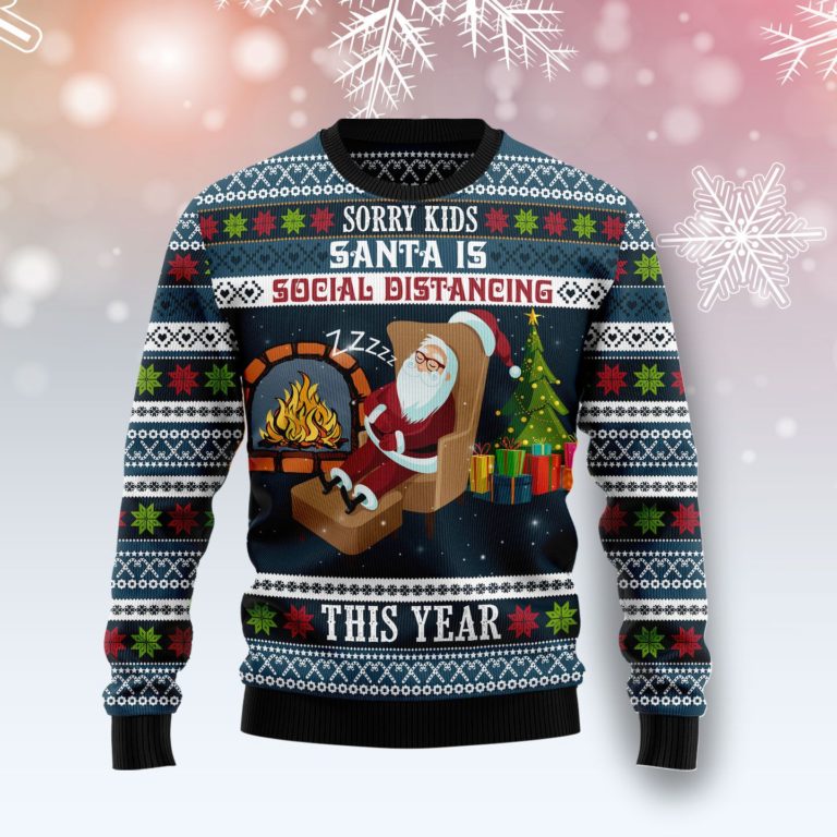 Santa Is Social Distancing Christmas Wool Sweater