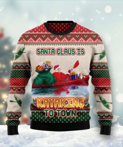 Santa Claus Is Kayaking To Town Christmas Wool Sweater