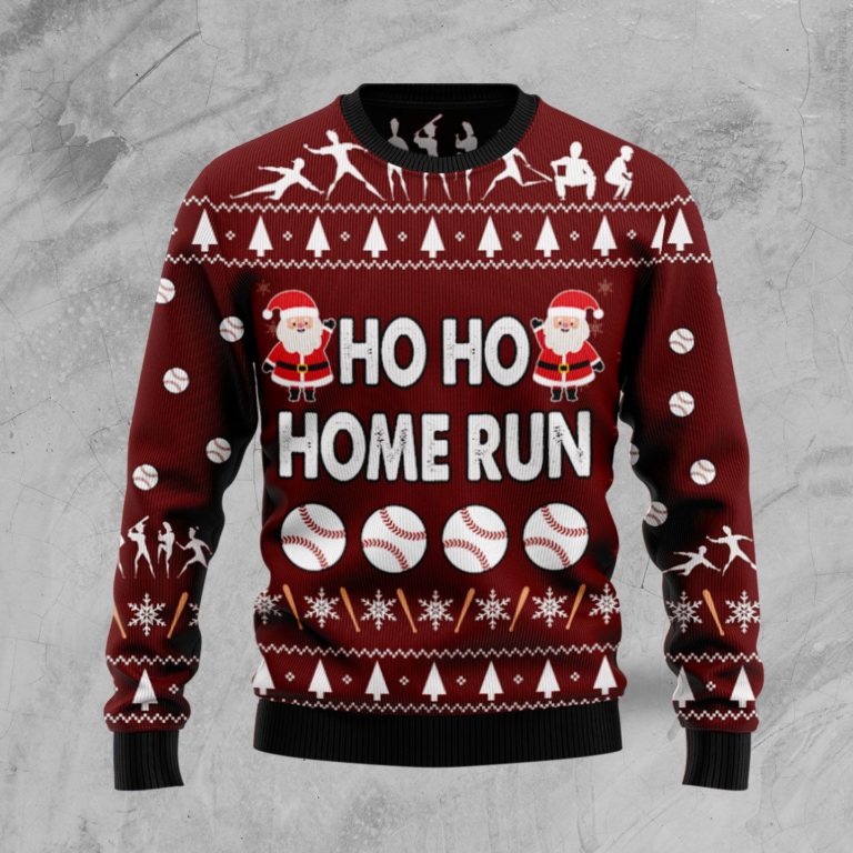Baseball Hoho Home Run Christmas Wool Sweater