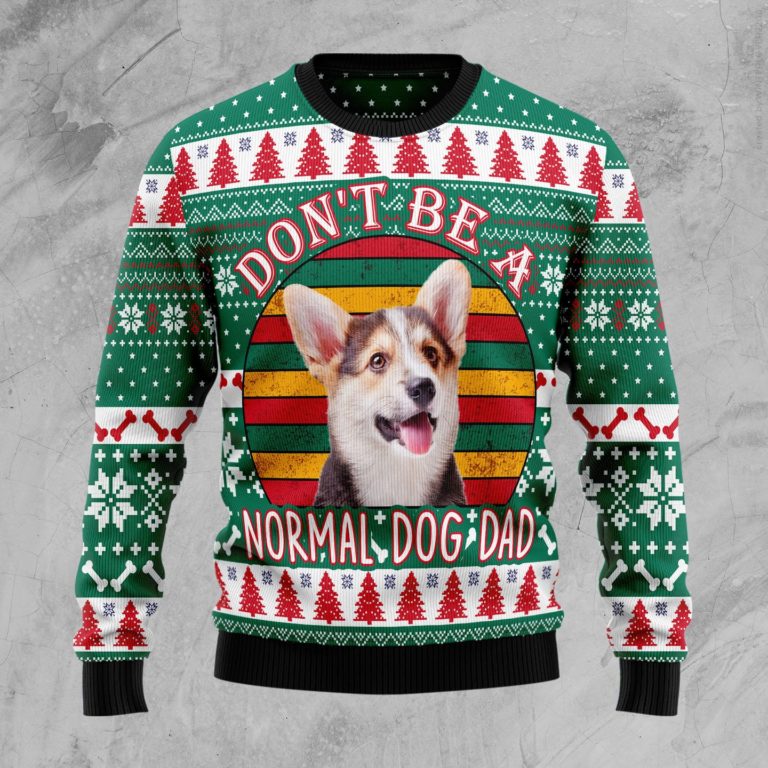 Welsh Corgi Dog Dad Christmas Wool Sweater