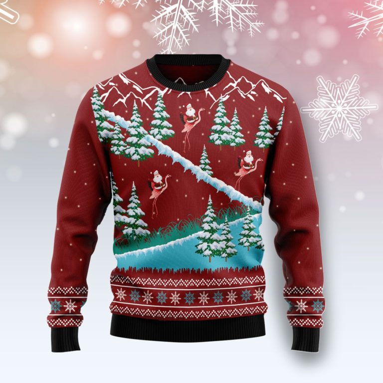Beautiful Flamingo Christmas Wool Sweater