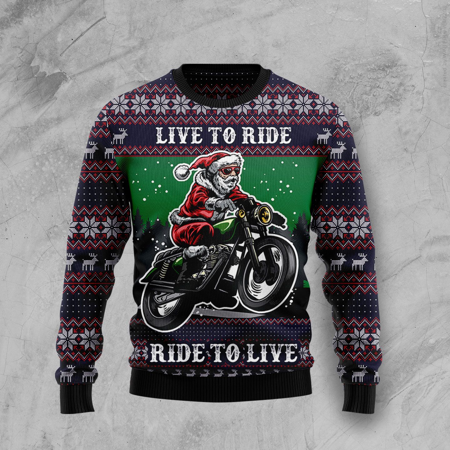 Riding Motor Christmas Wool Sweater - RobinPlaceFabrics