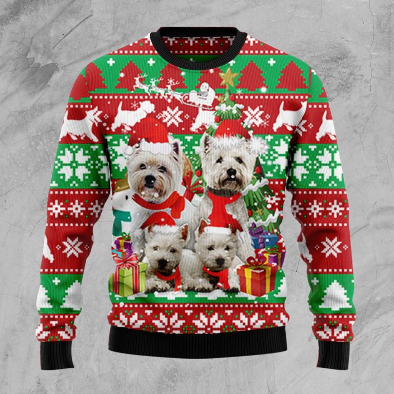 West Highland White Terrier Family Christmas Wool Sweater