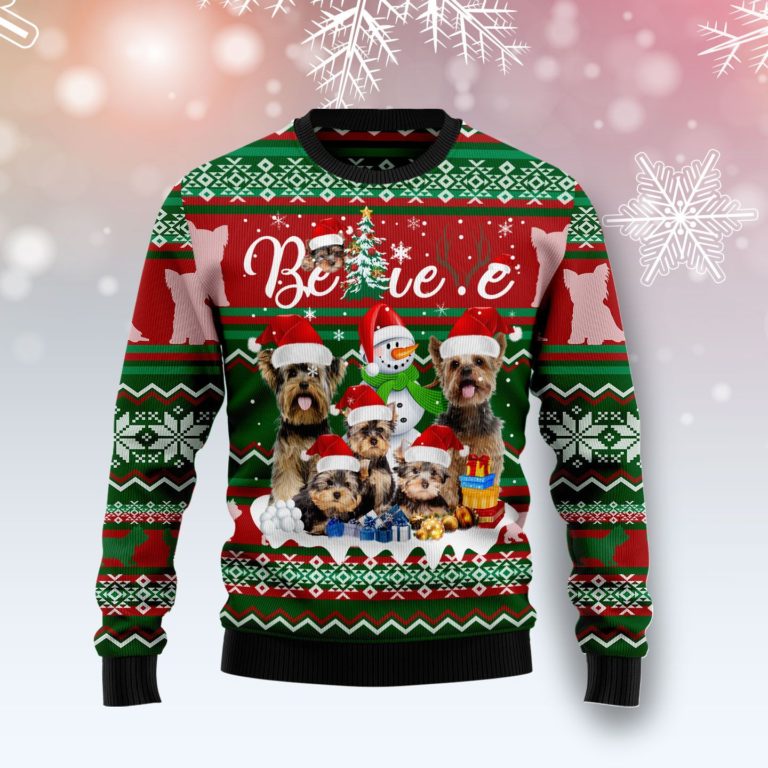 Yorkshire Terrier Believe Christmas Christmas Wool Sweater