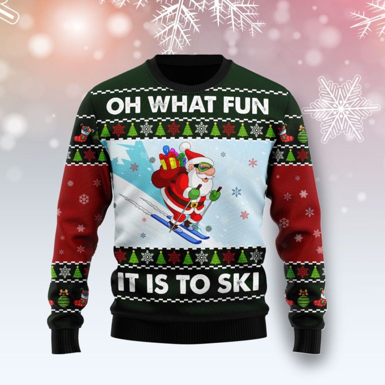 Skiing Oh What Fun Christmas Wool Sweater