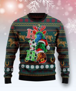 Horse Ho Ho Ho Christmas Wool Sweater
