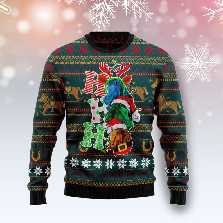 Horse Ho Ho Ho Christmas Wool Sweater
