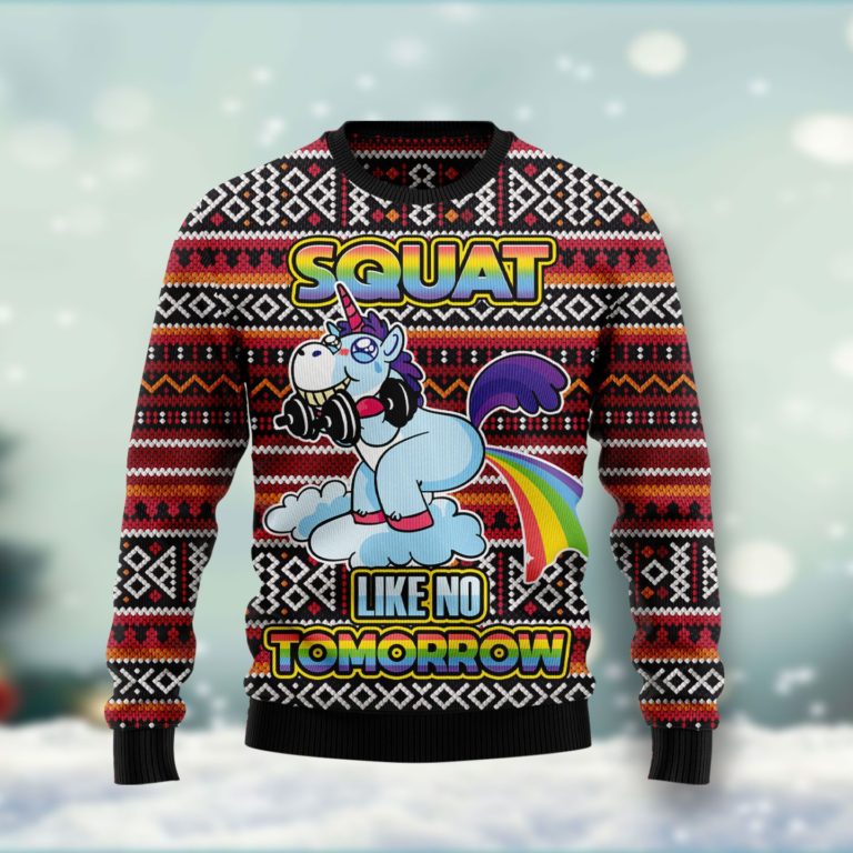 Unicorn Squat Like No Tomorrow Christmas Wool Sweater