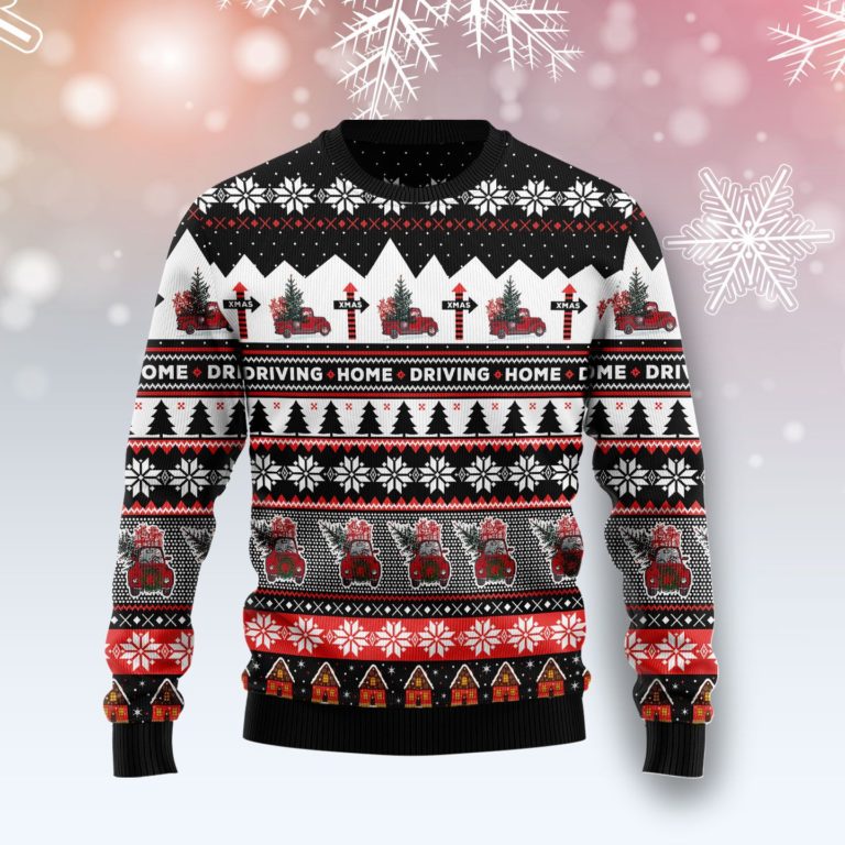 Truck Driving Home Christmas Wool Sweater