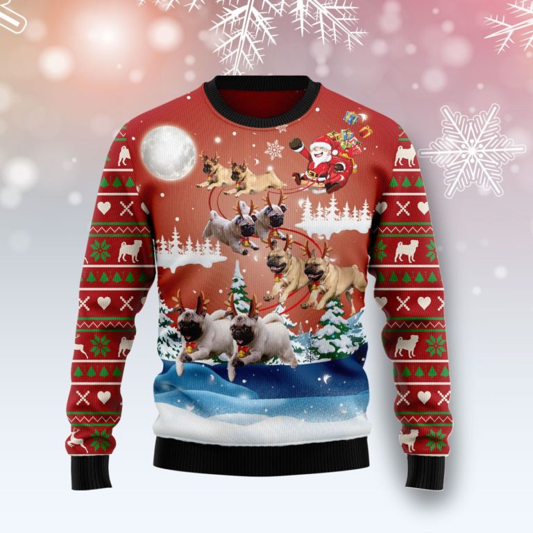Pug Reindeer Christmas Wool Sweater