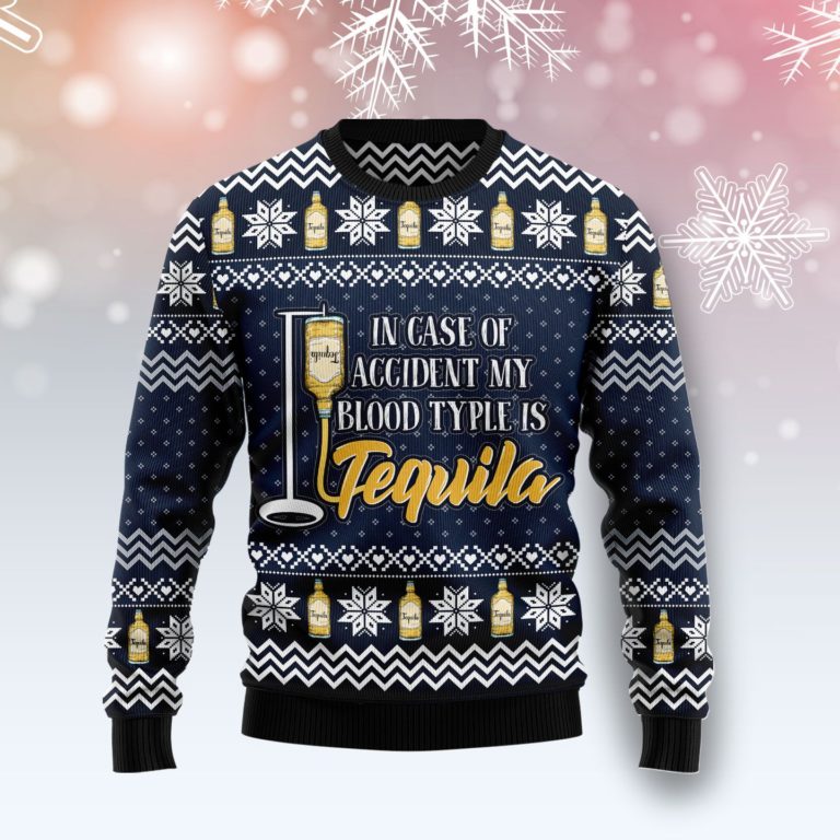 Tequila My Blood Type Christmas Wool Sweater
