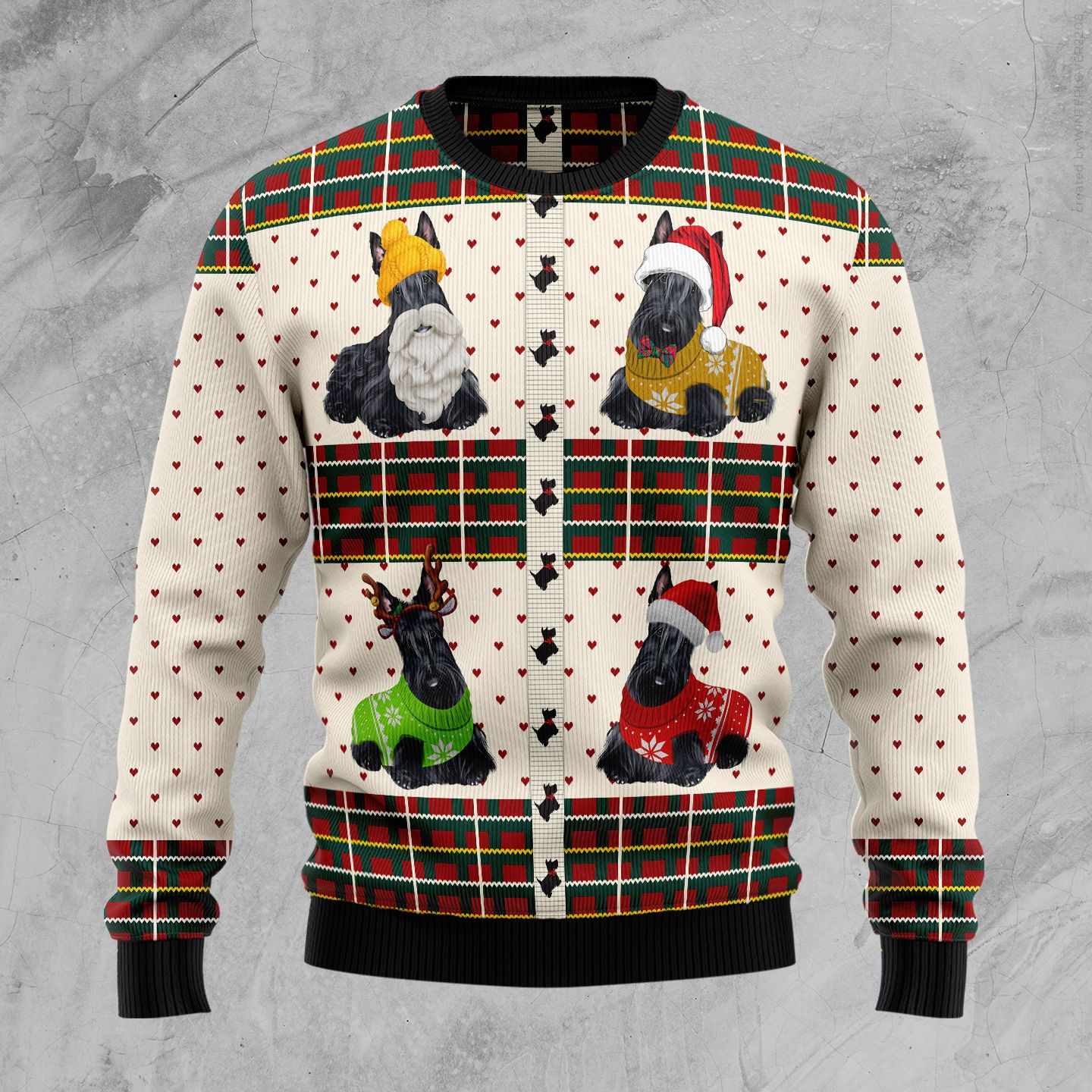 Scottish Terriers Xmas Christmas Wool Sweater - RobinPlaceFabrics