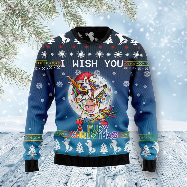 Unicorn Fury Christmas Wool Sweater