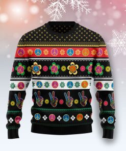 Hippie Peace Sign Christmas Wool Sweater