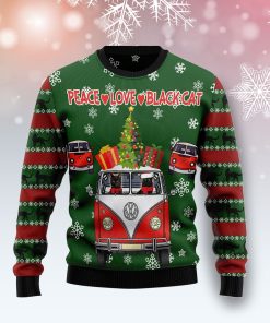 Hippie Black Cat Christmas Wool Sweater Hippie Black Cat Christmas Wool Sweater