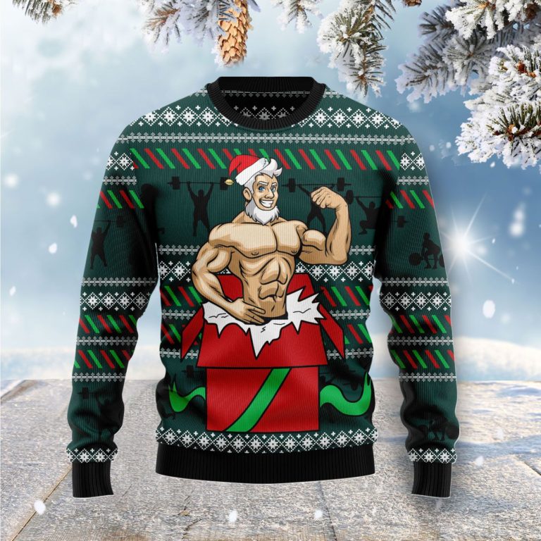 Santa Gymnastic Christmas Wool Sweater
