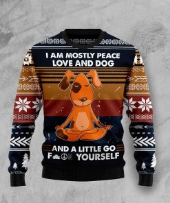 Peace Love And Dog Christmas Wool Sweater