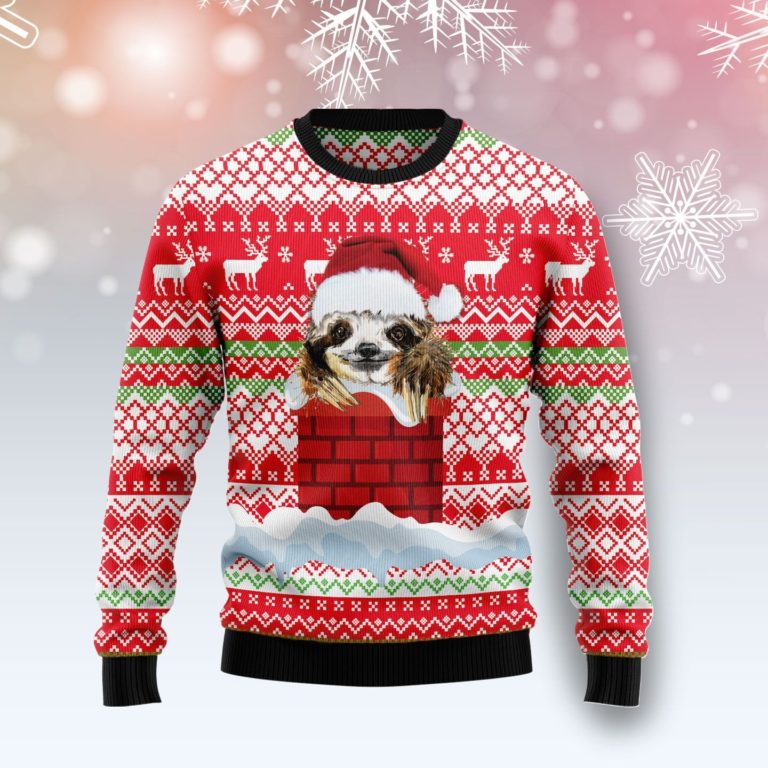 Sloth Chimney Christmas Wool Sweater