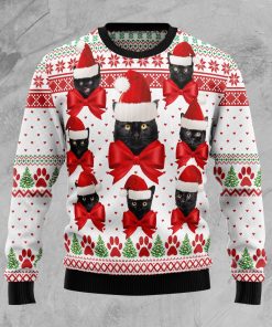 Black Cat Ball Christmas Wool Sweater