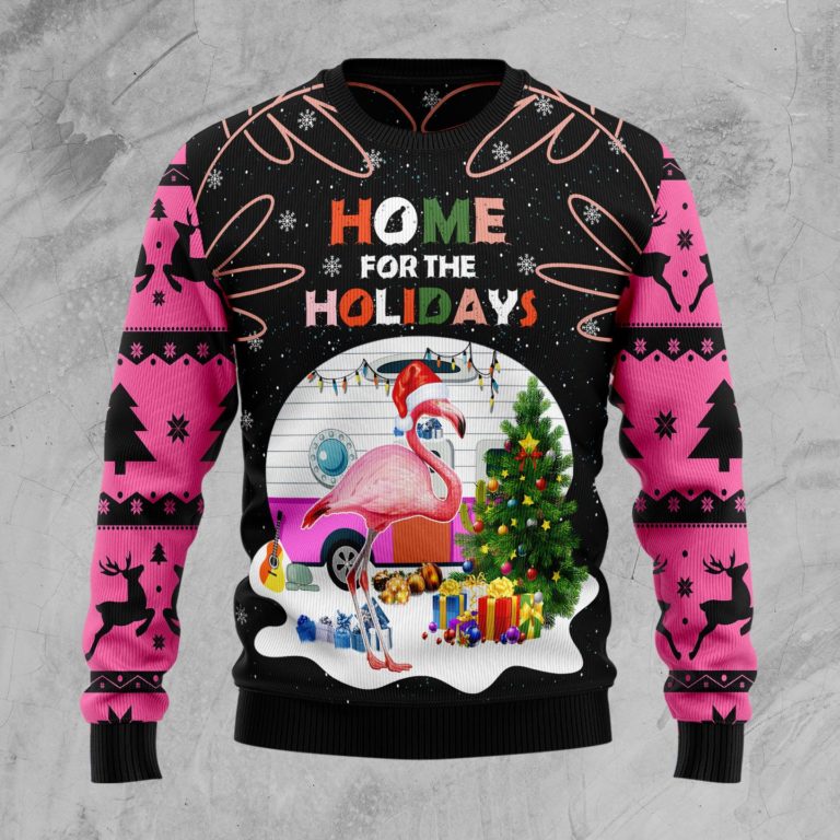 Home For The Holidays Flamingo Christmas Wool Sweater
