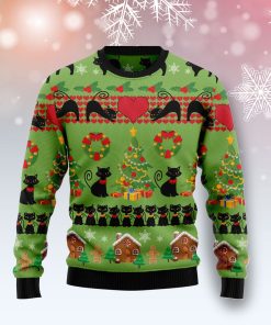 Love Black Cat Christmas Wool Sweater