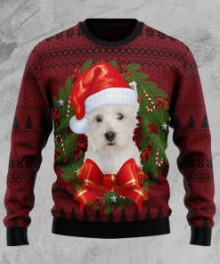 Welsh Highland Terrier Wreath Christmas Wool Sweater Welsh Highland Terrier Wreath Christmas Wool Sweater