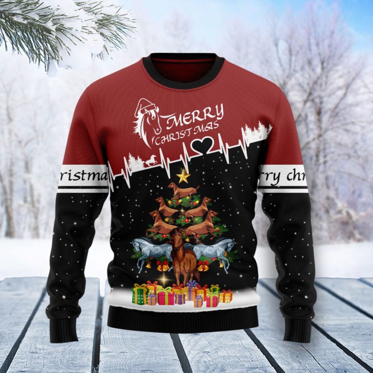 Horse Christmas Tree Christmas Wool Sweater