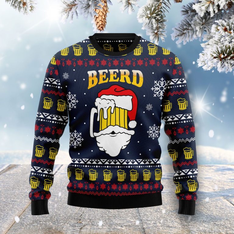 Santa Beerd Christmas Wool Sweater