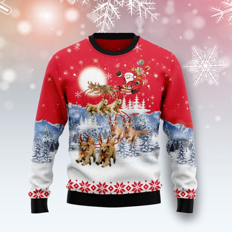 Golden Retriever Santa Claus Christmas Wool Sweater