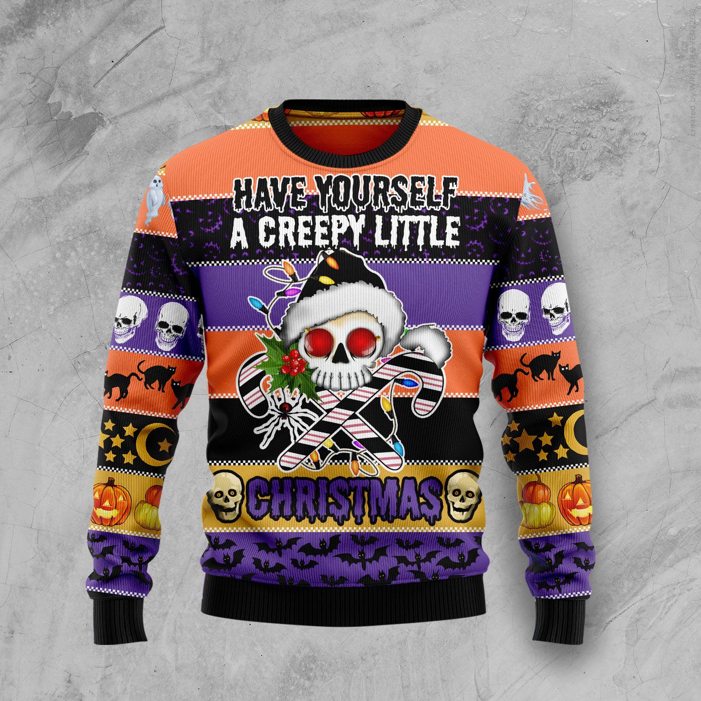 Skull Creepy Christmas Christmas Wool Sweater - RobinPlaceFabrics