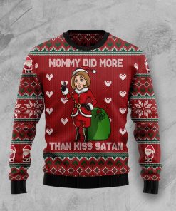 Mommy Did More Than Kiss Satan Christmas Wool Sweater