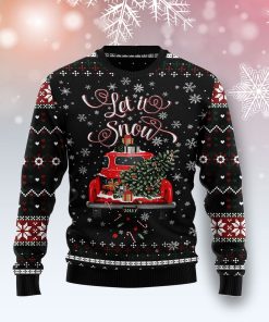 Let It Snow Red Truck Christmas Wool Sweater