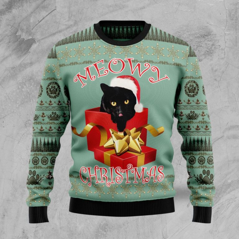 Black Cat Gift Christmas Wool Sweater