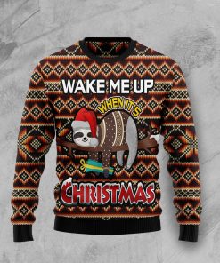 Sloth Wake Me Up When It’s Christmas Christmas Wool Sweater