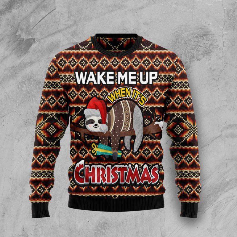 Sloth Wake Me Up When It’s Christmas Christmas Wool Sweater