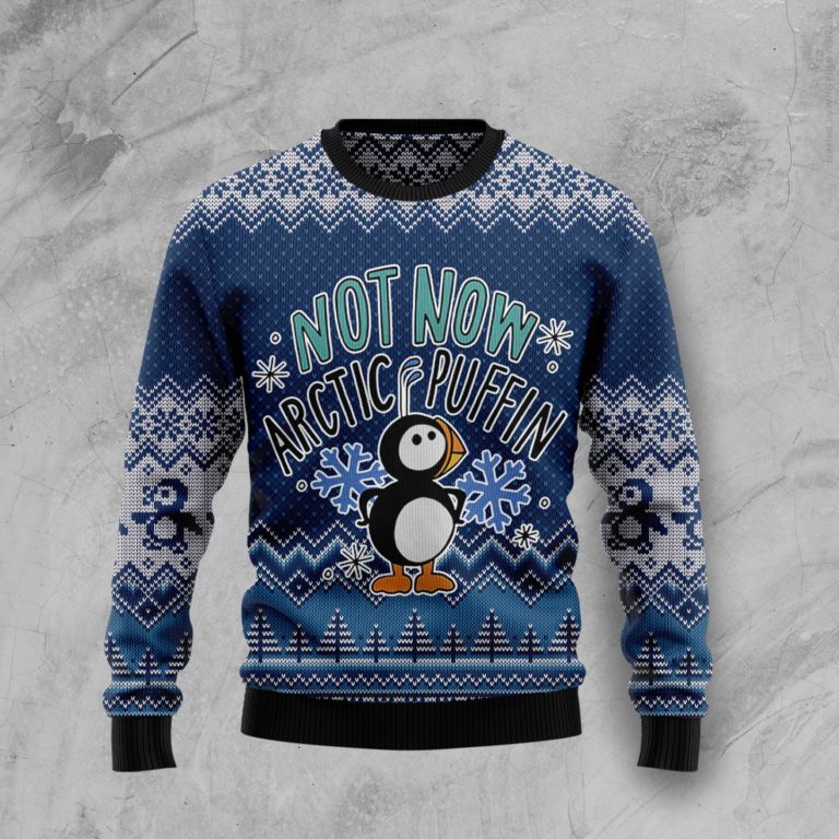 Not Now Arctic Puffin Christmas Wool Sweater