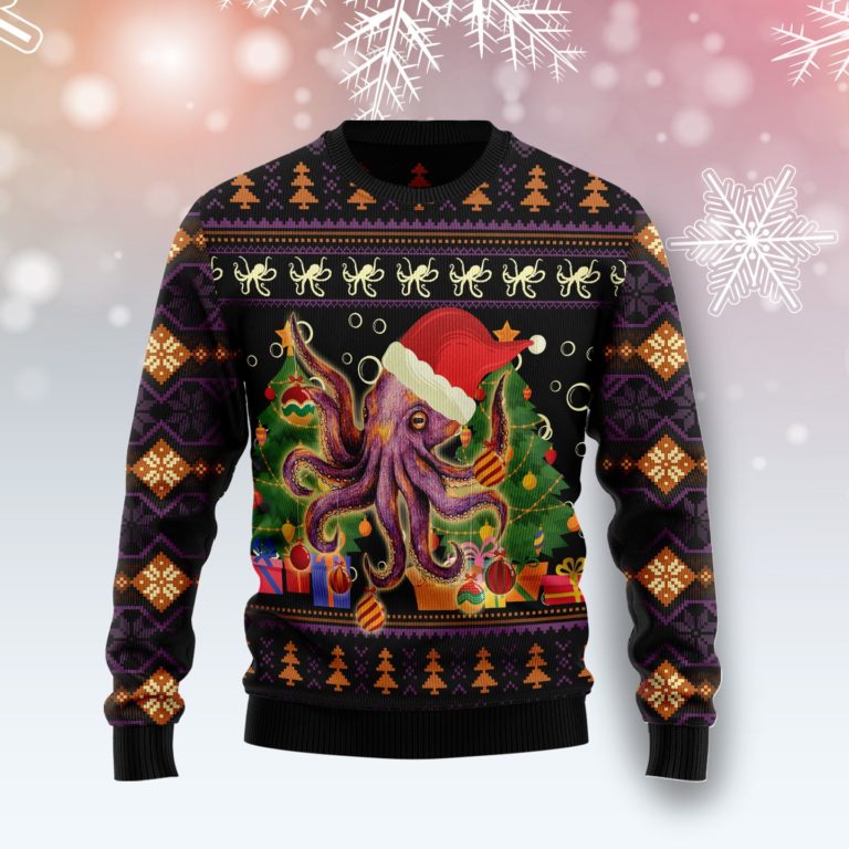 Octopus Ornament Christmas Wool Sweater